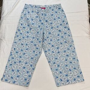 Vintage Pappagallo Capris Daisy Flower Bee Barrel Style Legs Sz 16 Blue White